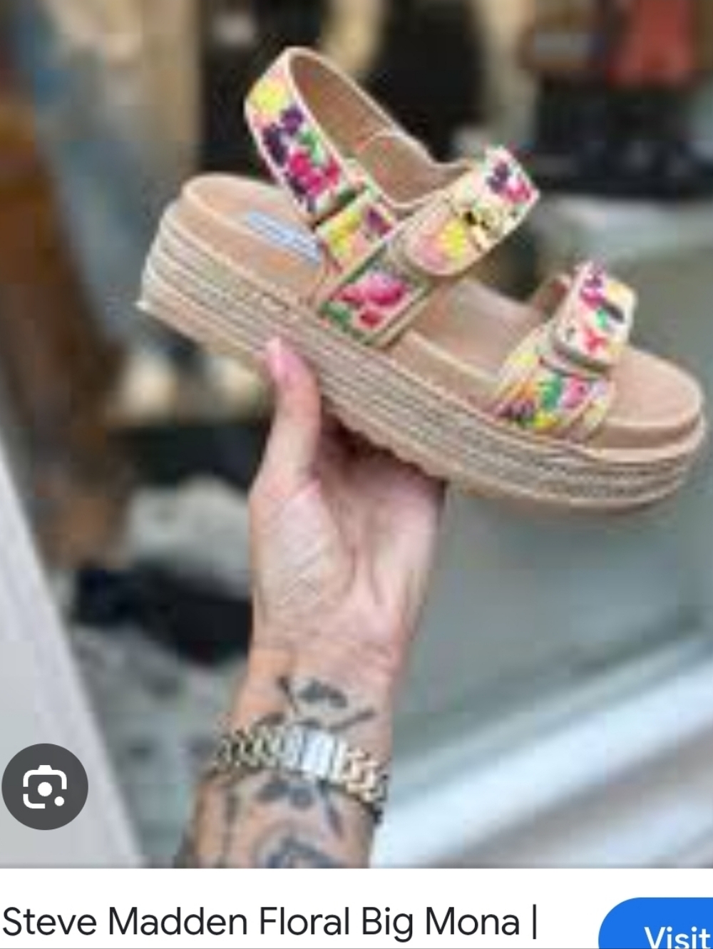 New Stiven Madden BIGMONA Platform Sandals Sz 9,5 Floral Multi